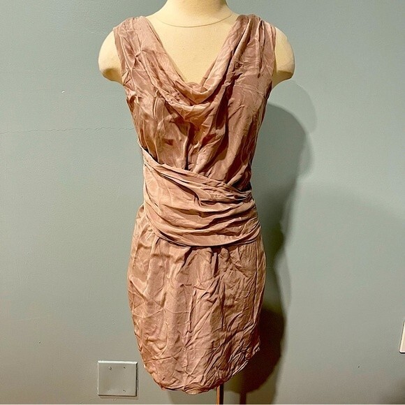 Bebe Robbie 100% Silk Cowl Neck Dress Size Small - Picture 2 of 9
